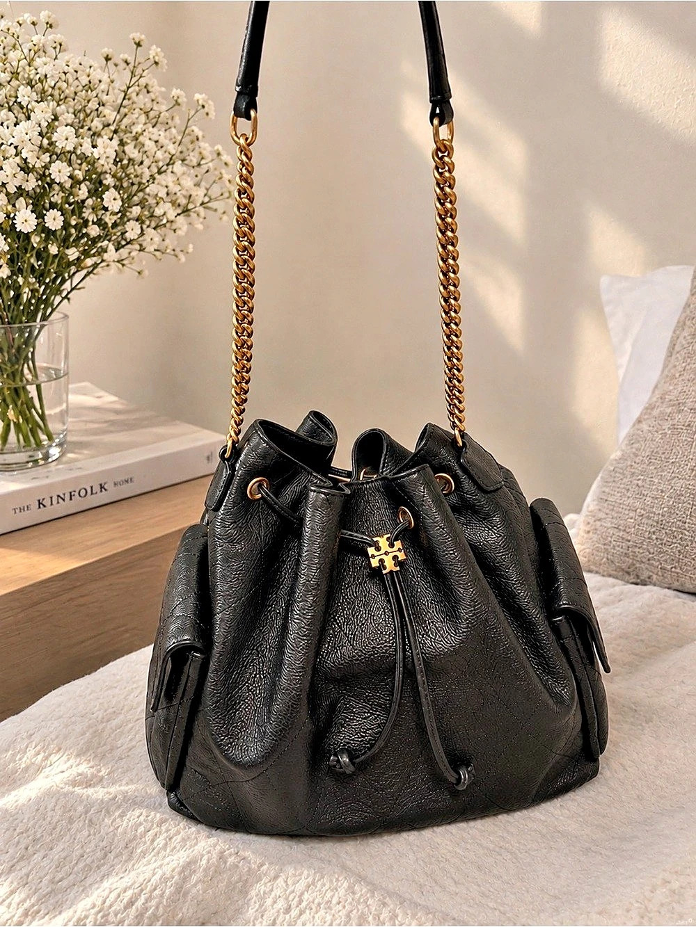 Tory Burch large charlie quilted Bag Black original